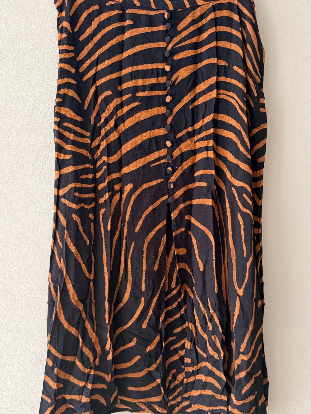 Mango Black and Brown Zebra-Print Midi Skirt